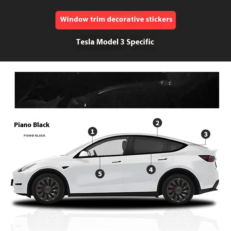 For Tesla Model 3/Y Window Trim Chrome Delete Vinyl Wrap Kit Gloss Black Pink Carbon Fiber Style Auto Accessory for Enhanced