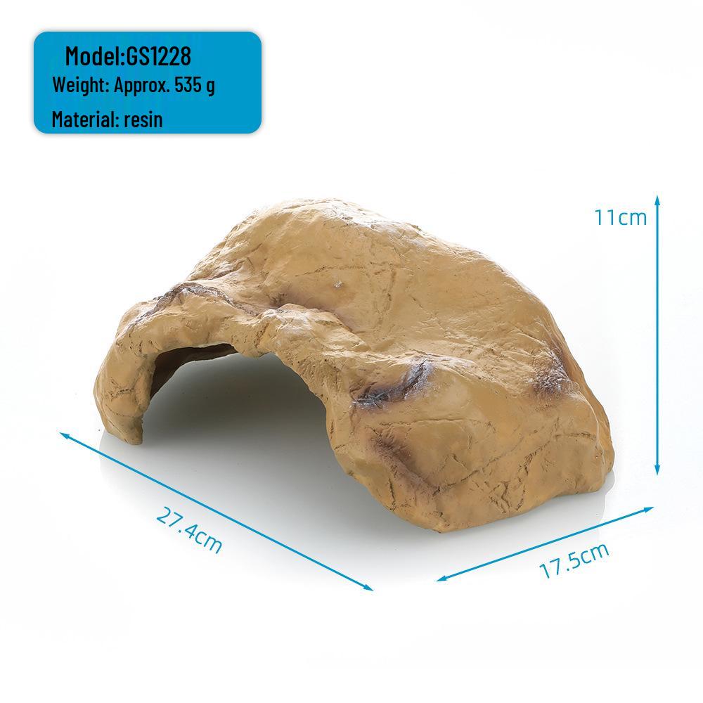 Reptilien Versteckhöhle und Schildkrötenplattform Harz Ornament - Künstliche Felslandschaft Dekoration für Aquarien.