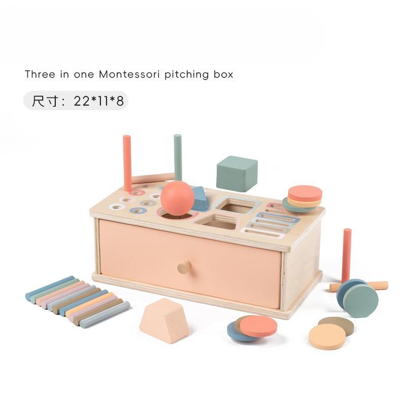 Montessori Color Shape Matching Sorting Box Game, Children'S Puzzle Early Education Coin Box Wooden Toy