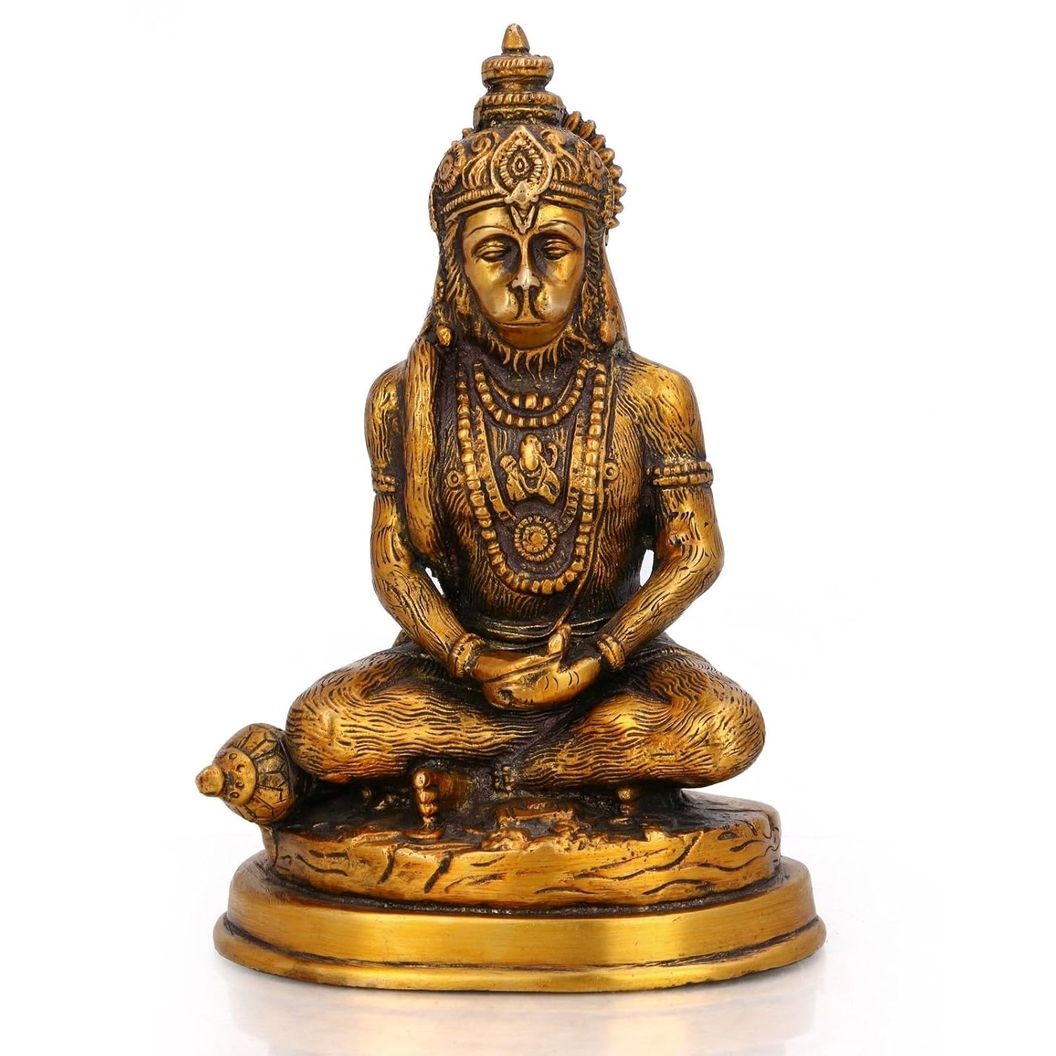 Gold Hanuman Statue, God Deity Figurine, Strength Art Home Decor Gifts, Brass