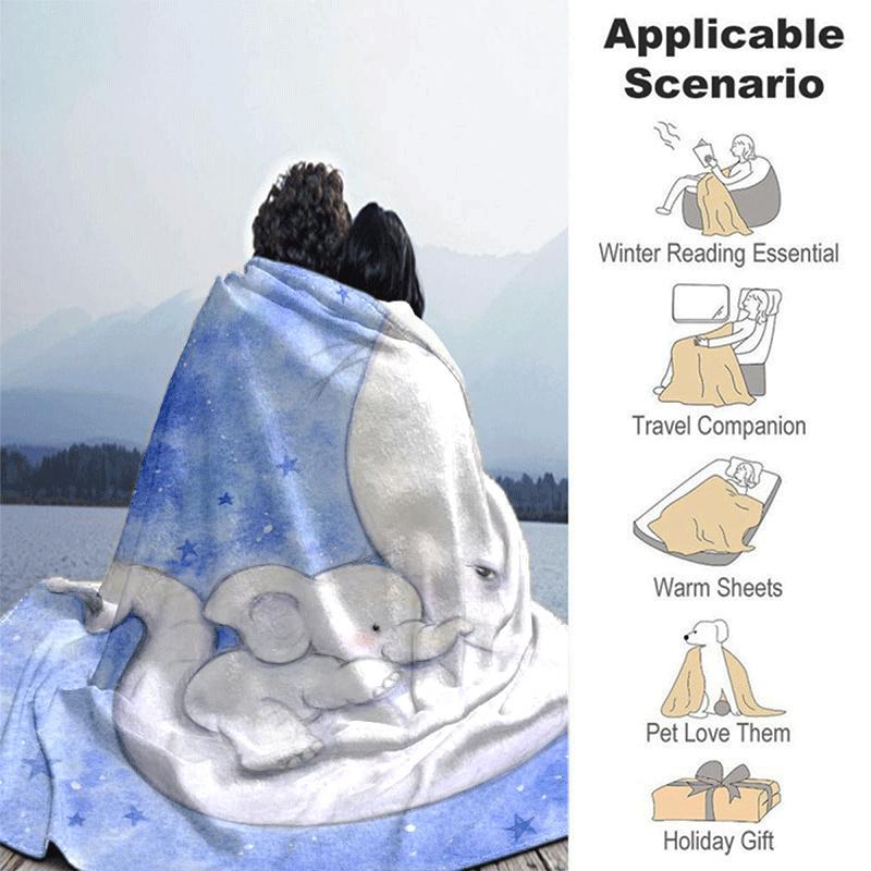 1pc Elephant Printing Lightweight Flannel Blanket, Comfortable and Warm Blanket, for Camping Sofa Bed and Couch Office, in All Seasons
