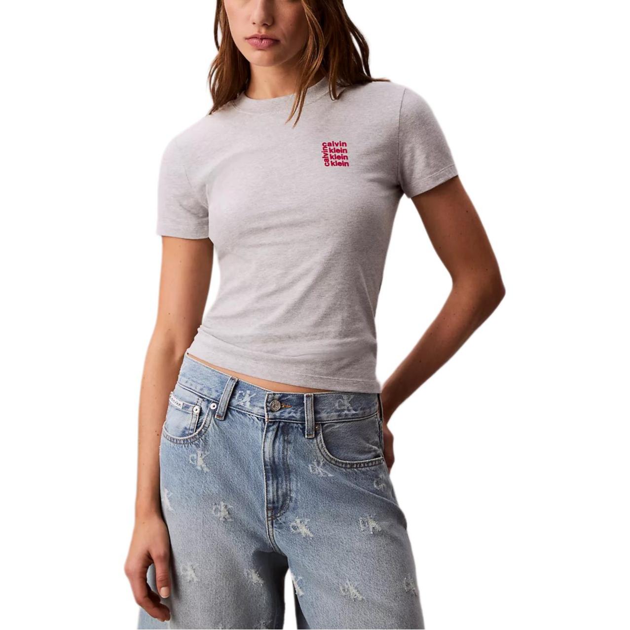 

Calvin Klein Повседневная дышащая приталенная мягкая удобная футболка с круглым вырезом и коротким рукавом Женские топы 47C826G-P77 S