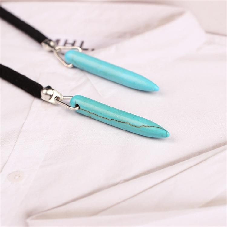 Turquoise Charm Necklace Bohemian Jewelry Natural Blue Stone Lariat Wrap