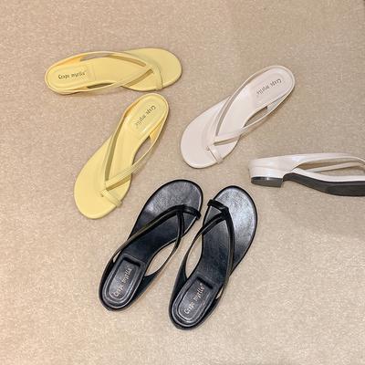 Neuer Stil Damen Schuhe Dünne Riemen Spitz Runde Köpfe Dicke Absätze Vielseitige Sandalen und Slipper