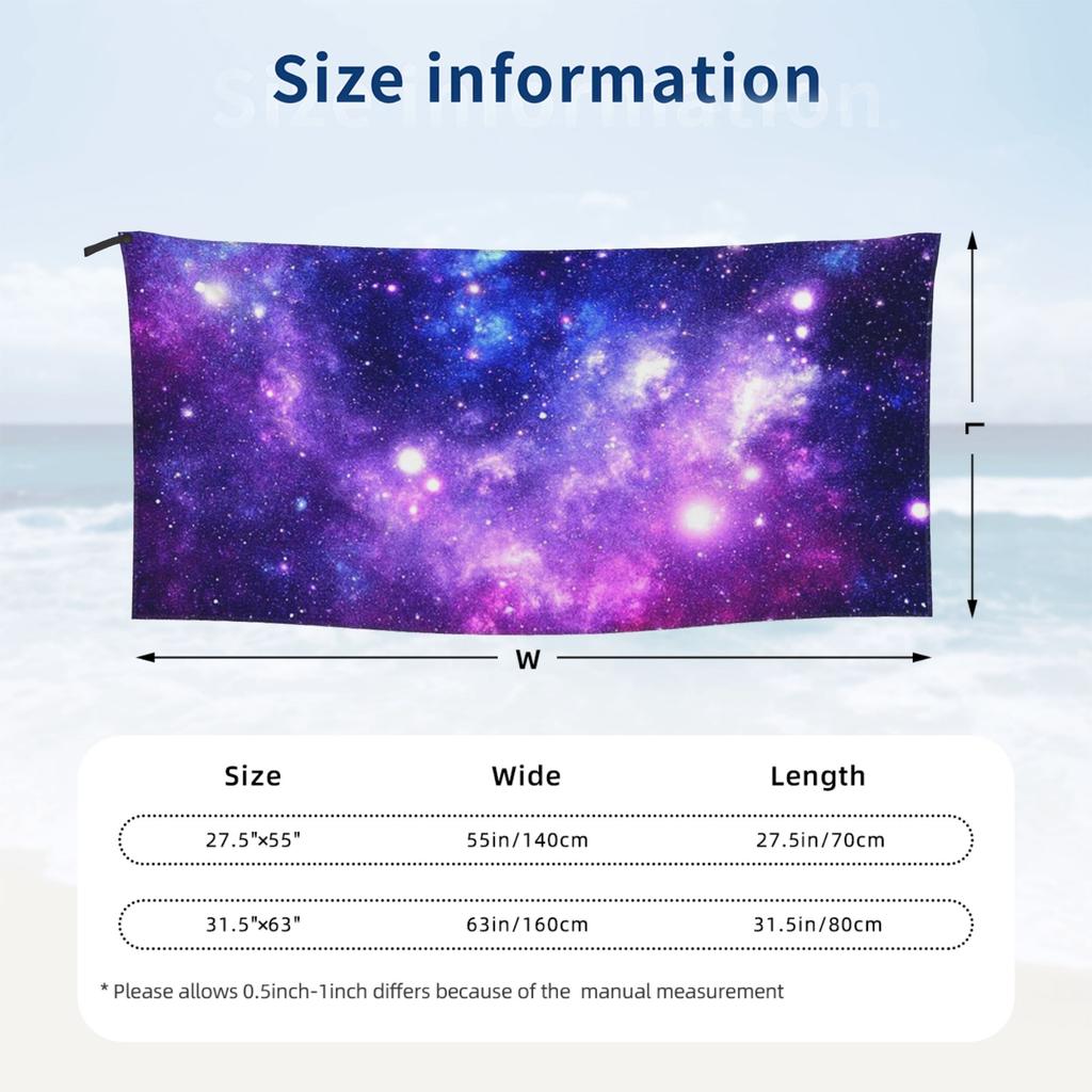 Lila Blaue Galaxie Nebel Strandtuch Weiche Mikrofaser Schnelltrocknend Saugfähig Schnelle Handtücher Für Pool