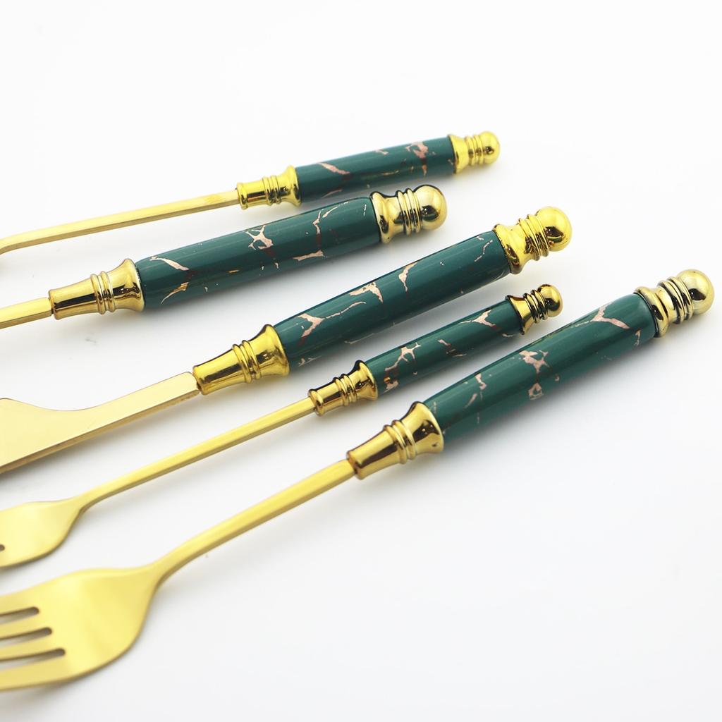 Cerâmica criativa lidar com talheres de casamento conjunto de ouro bolo garfo colher de café faca jantar conjunto de talheres
