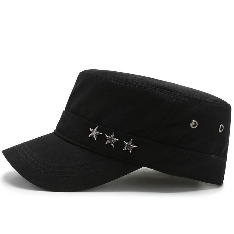 New men's spring and autumn cotton flat-top military hat five-star cap fishing hat outdoor hat