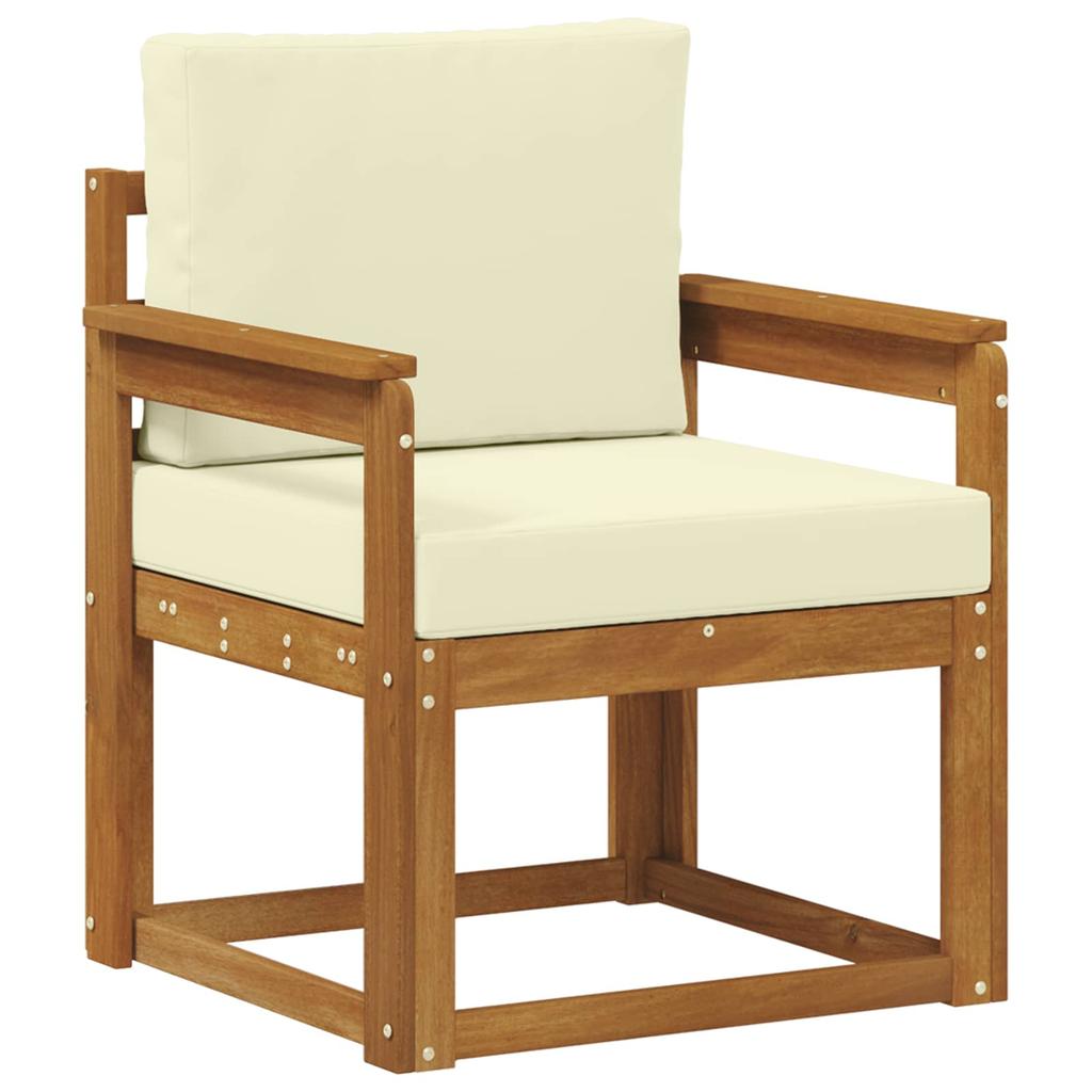 Outdoor Sofa Solid Acacia Wood and Polyester Natural