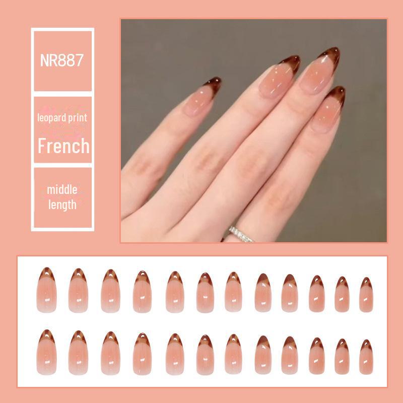Medium & Long Rectangular T-Shaped Wearable French Cartoon Nail Art Patches - One Size Fake Nails