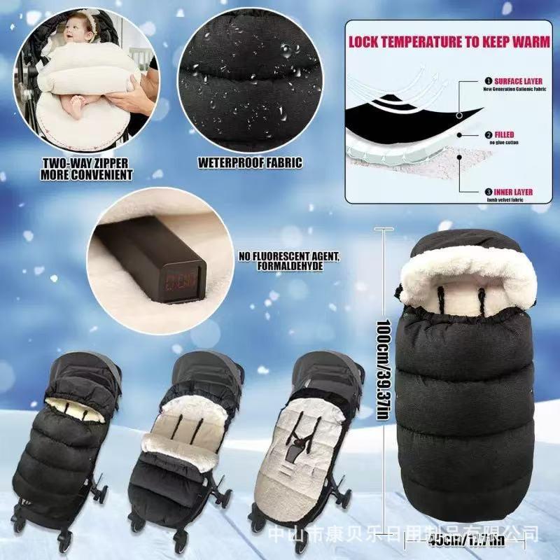 Baby Stroller Sleeping Bag Newborns Thick Cotton Swaddle Blanket Windproof Anti-Kick Warm Fleece Lined