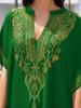 Women's Loose Long Beach Cover-up: Rayon Embroidery Bikini Sunscreen Robe