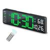 Digital Wall Clock Large Display with Remote Control, Display Digital Clock with Date, Indoor Temp, Brightness Dimmer LED Clock