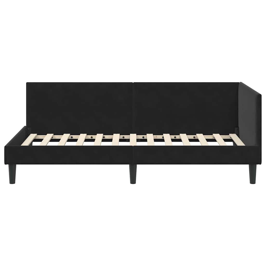 Corner Bed Frame with Headboard Black 80 cm x 200 cm Velvet