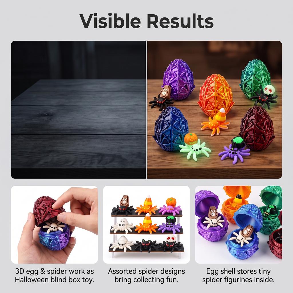 Christmas Halloween Spider Egg Set 3D Printed Toy For Party Decoration And Kids Gift