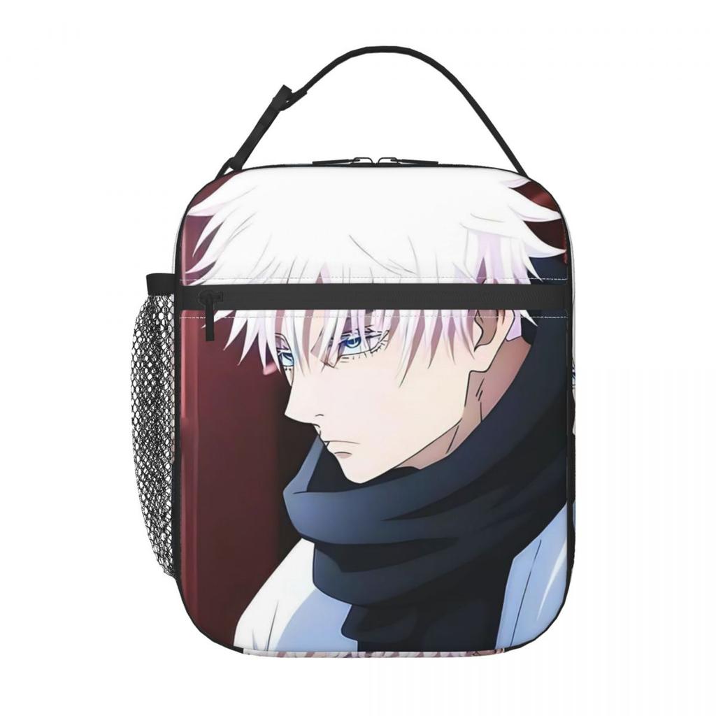 Satoru Gojo Anime Sac à Lunch Isotherme Japonais pour Femmes Bureau Refroidisseur Boîte Thermique Alimentaire Sac Tote Boîtes à Lunch Portables Contenant