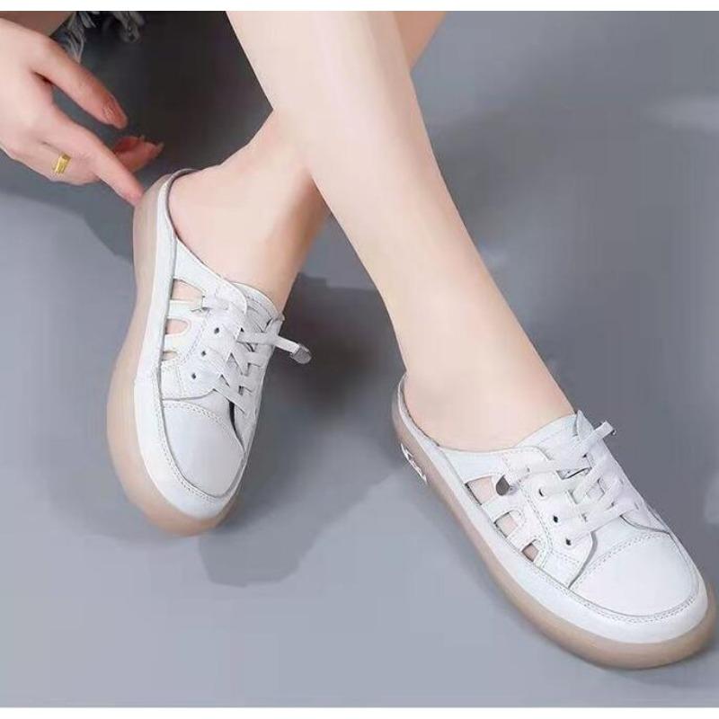 

Fashion New Women s Shoes Soft Breathable Sandals Hollow White Women Casual Flat Outdoor Light Plus Size Half Slippers Women Sneakers 35 белый