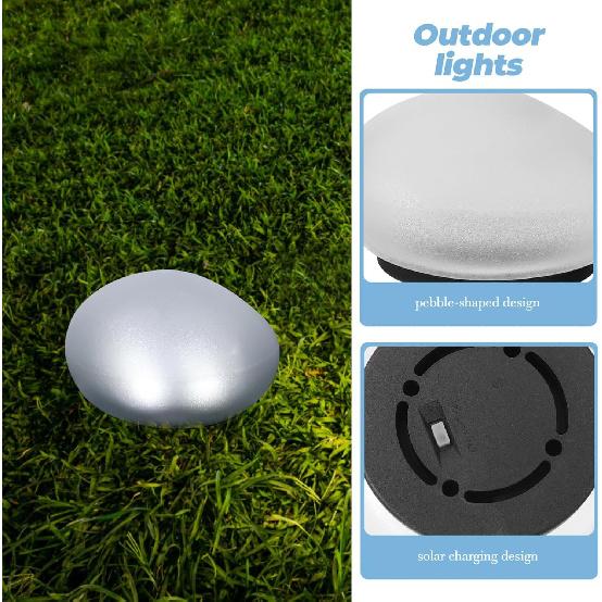 Gadpiparty Solar Garden Lights Outdoor Glow Cobblestone Shaped Lamp Garden Decor Light Waterproof Landscape Night Lights for Lawn Patio Path White