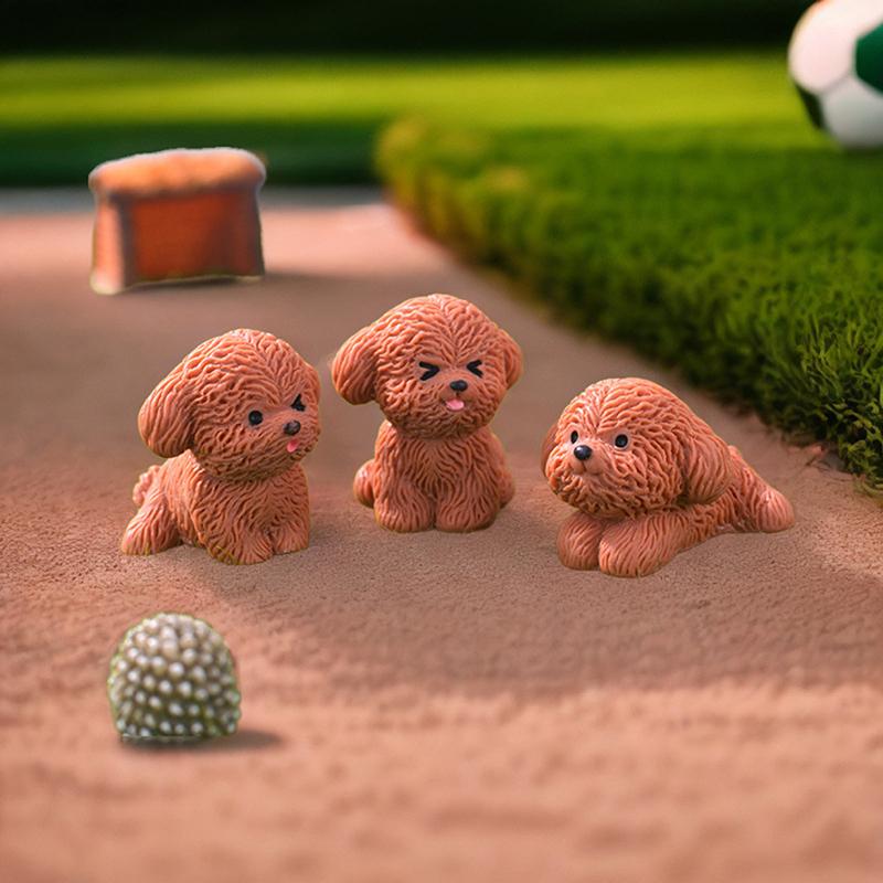 Figurka Miniaturní Roztomilé hnědé plyšové štěně pejska Micro Krajina Ornamenty Pro bytové dekorace Kawaii Animal Dekorace na plochu