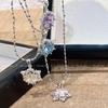 Four-Color Snowflake Necklace: Light Luxury Crystal Pendant, Unique Clavicle Chain for Girls, High-End Versatile Design.