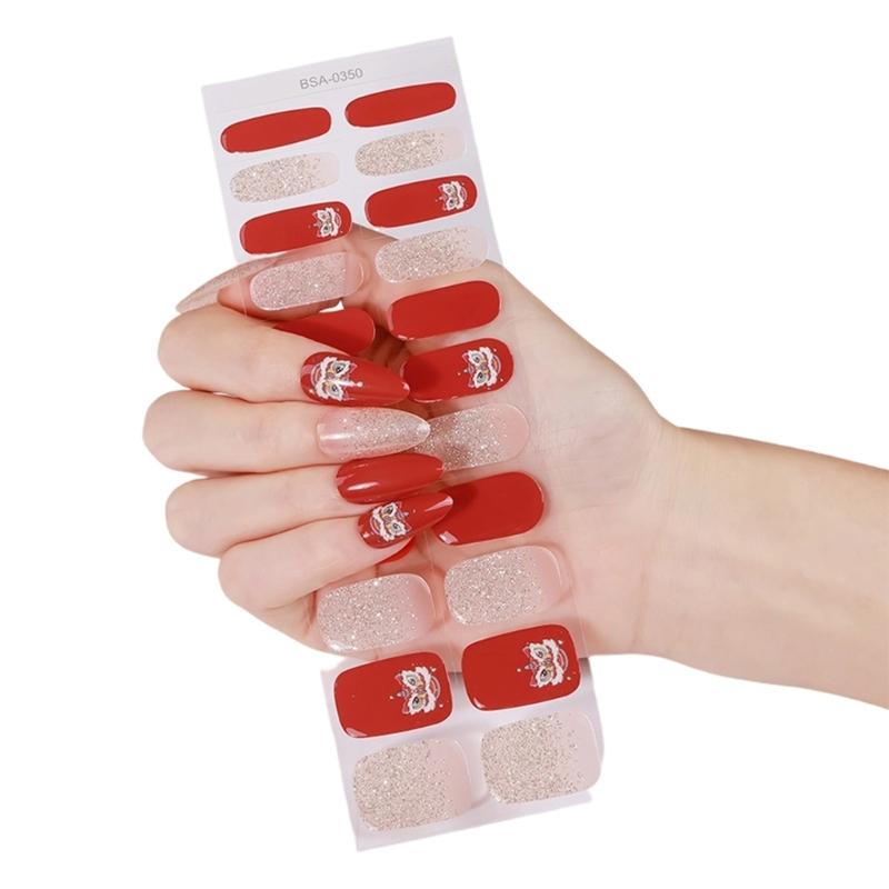 

Long Last Gel Nail Decals No Bake Flexible Fit Natural Look Festive Festive Dance Nail Strips Holiday Celebration
