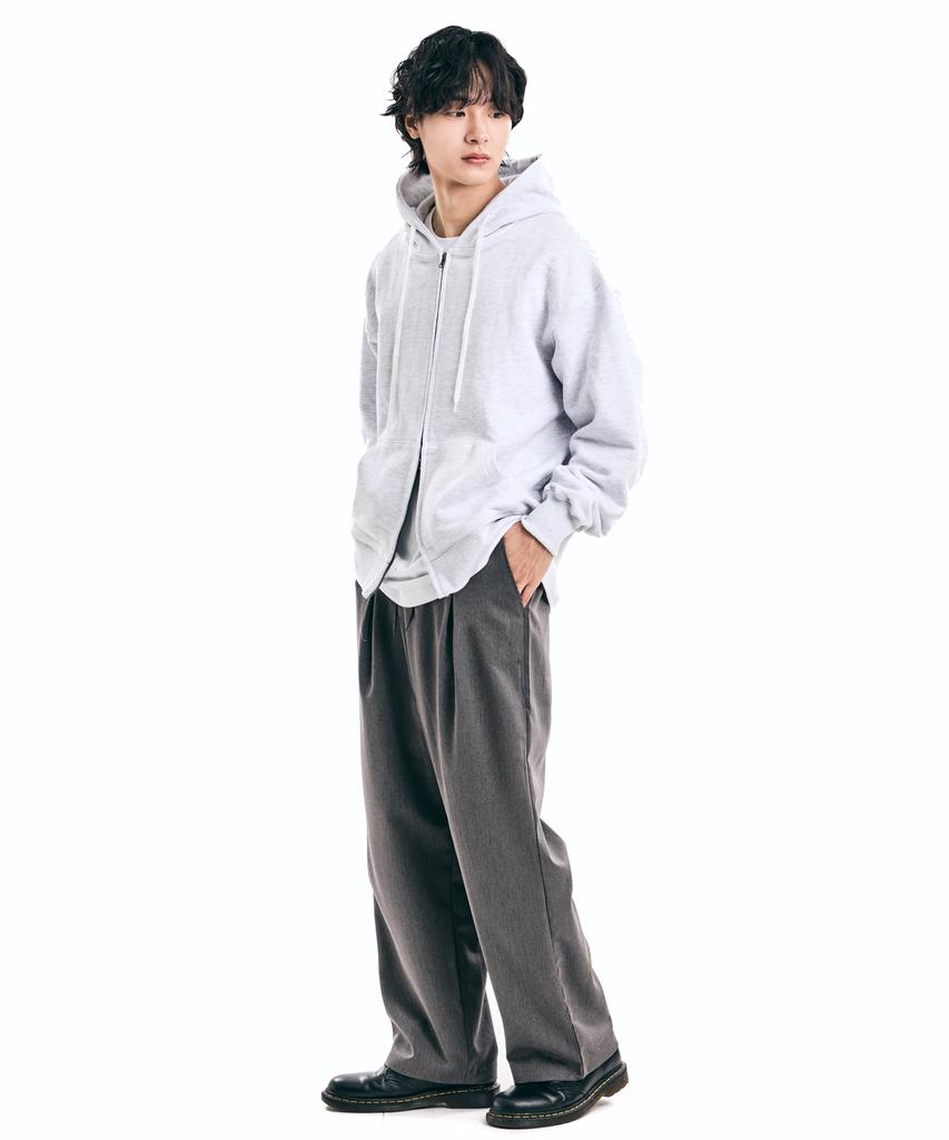 Descheuis One-Pleat Wide Fit Slacks_Charcoal