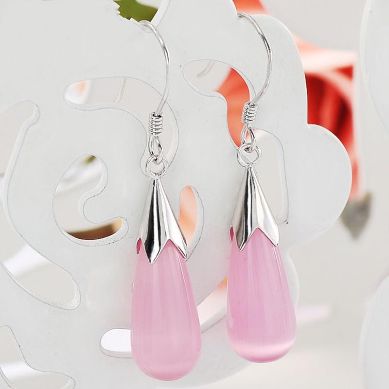Water Drop Cat's Eye Dangle Earrings - Fashionable Long Korean Style Jewelry.
