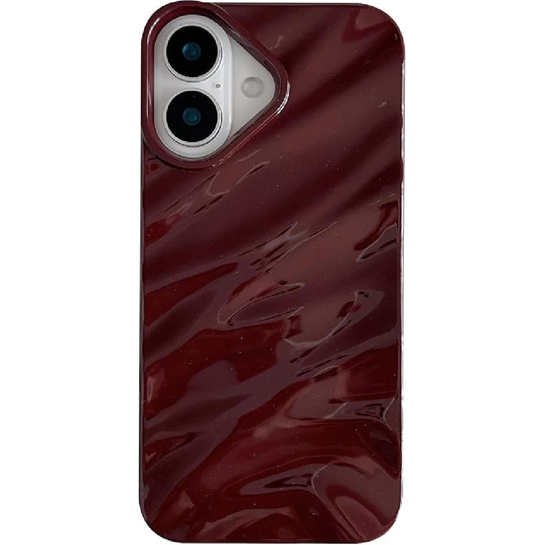Caseative for iPhone 16 Case,Water Ripple Pattern Curly Wave Shape Soft Compatible with iPhone Case (White,iPhone 16) вино красного