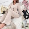Womens Fall Winter Warm Cardigan Pajama Set Comfortable Loungewear Home