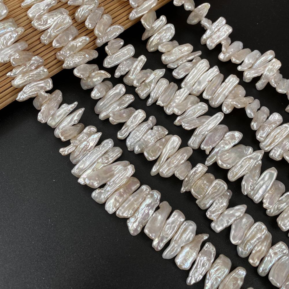 1String, Irregular Pearls, 5×20-6×22mm, White Natural Freshwater Pearl Beads for Jewelry Making DIY Supplies, Women's Craft Gifts 36cm