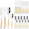 24PCS Cutlery Set Stainless Steel Tableware Knife and Fork Spoon Teaspoon Tableware Package Quality Gold Cutlery Sets