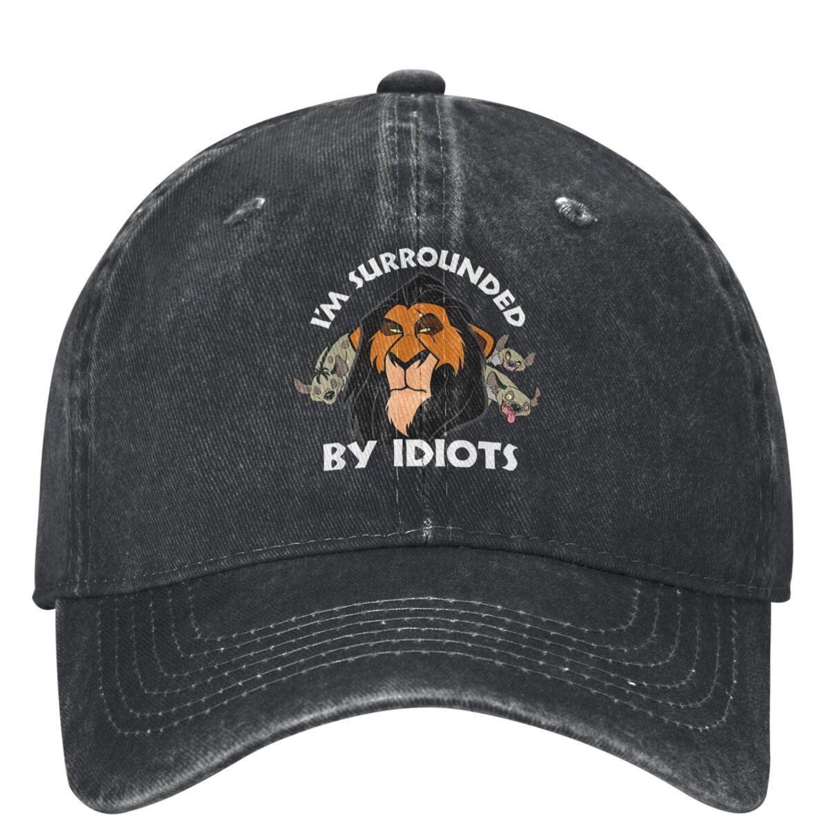 The Lion King Scar -I Am Surrounded By Idiots Portrait Baseball Cap Tennis Skate Wholesale Hip Hop Hats One Size