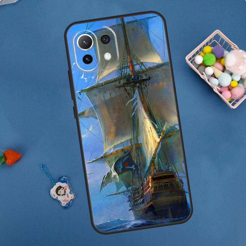 Sailing Pirate Ship Boat Case For Xiaomi 13 14 15 Ultra 11T 12T 13T 14T Pro POCO X7 Pro X3 X5 X6 M6 F5 F6 Pro Cover
