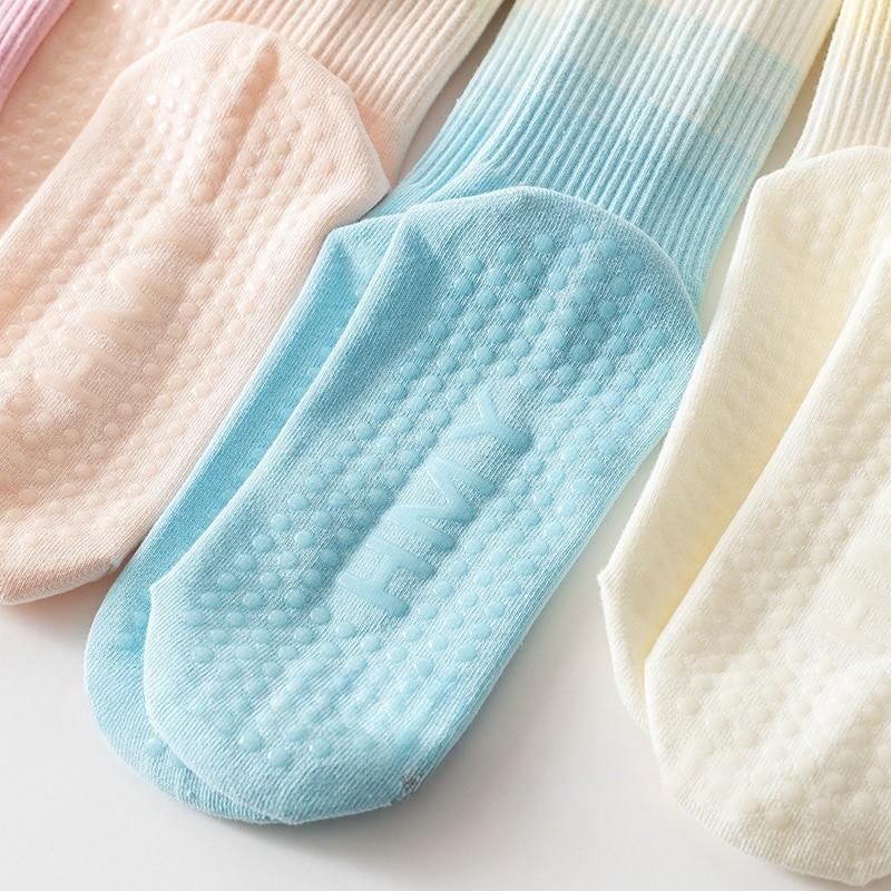 Yoga-Socken, mittellange gekämmte Baumwolle, rutschfeste Bodensocken aus Silikon, Fitness-Pilates, Damen-Fitness-Aerobic-Socken