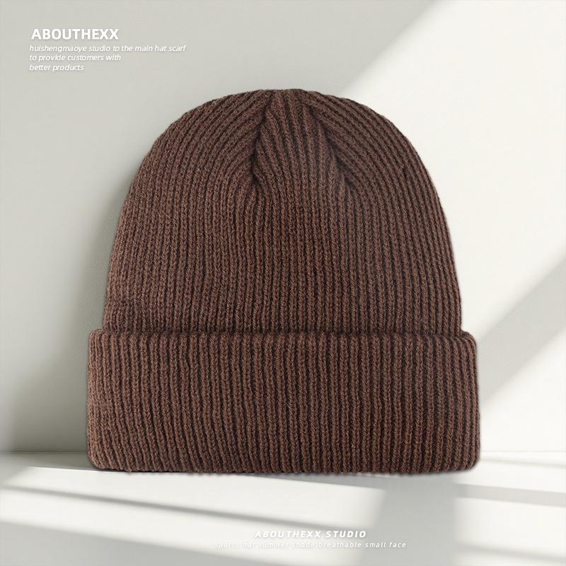 Solid Color Simple Knitted Hat for Women Autumn and Winter Warm Woolen Hat New Pullover Hat  Versatile Cold Hat for Men
