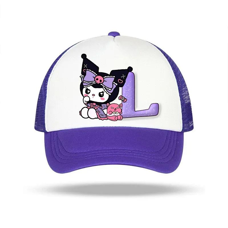 Kuromi Girls Baseball Caps English Letters Cartoon Hat Children Casual Hat Cute Sanrios Adjustable Peaked Cap Kids Birthday Gift