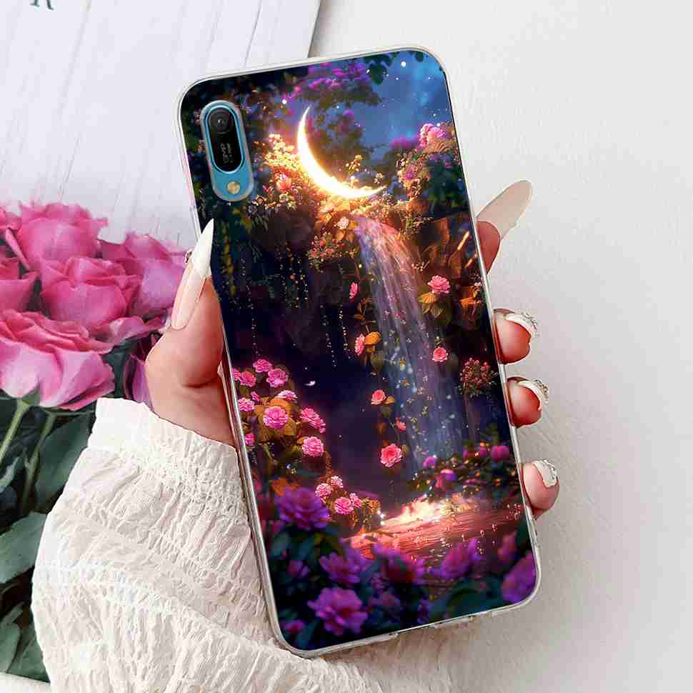 For Huawei Y6 Pro 2019 MRD-LX2 Case Fashion Flower Love Silicone TPU Shockproof Cover For Huawei Y6Pro Y16 pro 2019 Phone Cases