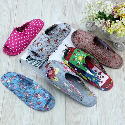 Fashion Women's Indoor Slippers, Spring and Autumn Soft Cotton Slippers, Women's Retro Floral Home Bedroom Slippers