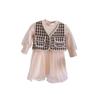 Girls' Spring Two-Piece Set: Vest Jacket + Dress