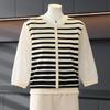 Trendy Spring Striped Knit Top for Moms - New Style for Middle-Aged and Elderly Women, Lightweight Base Layer Shirt
