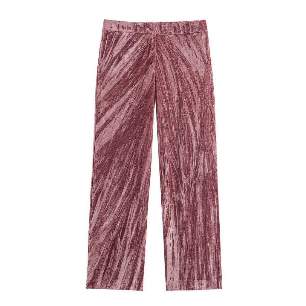 Women's Velvet Suit: 2025 European & American Style Jacket with Wide-Leg Pants