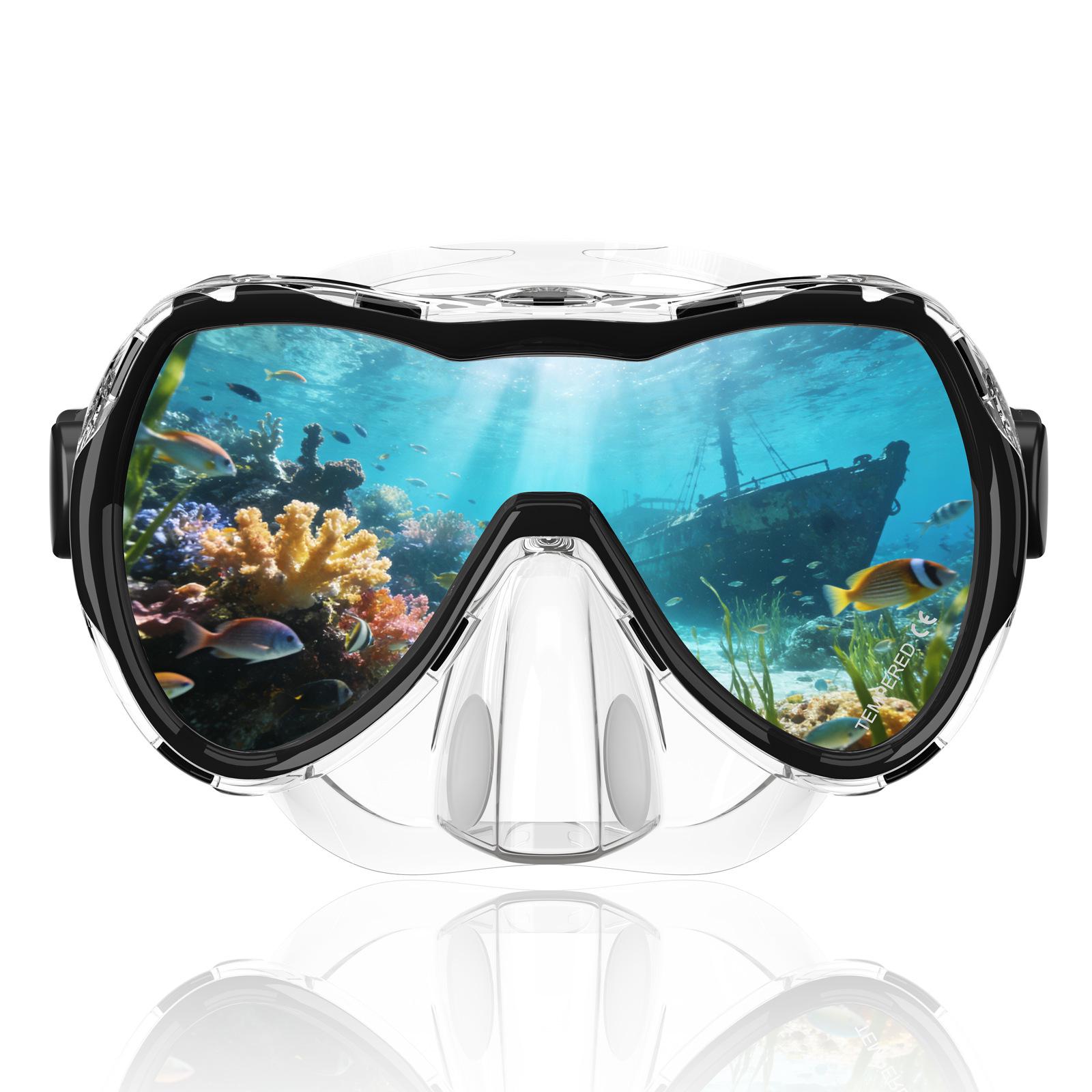 Professional Adult Snorkeling Set: Liquid Silicone Anti-Fog Mask with HD Tempered Glass for Wide-View Diving One Size