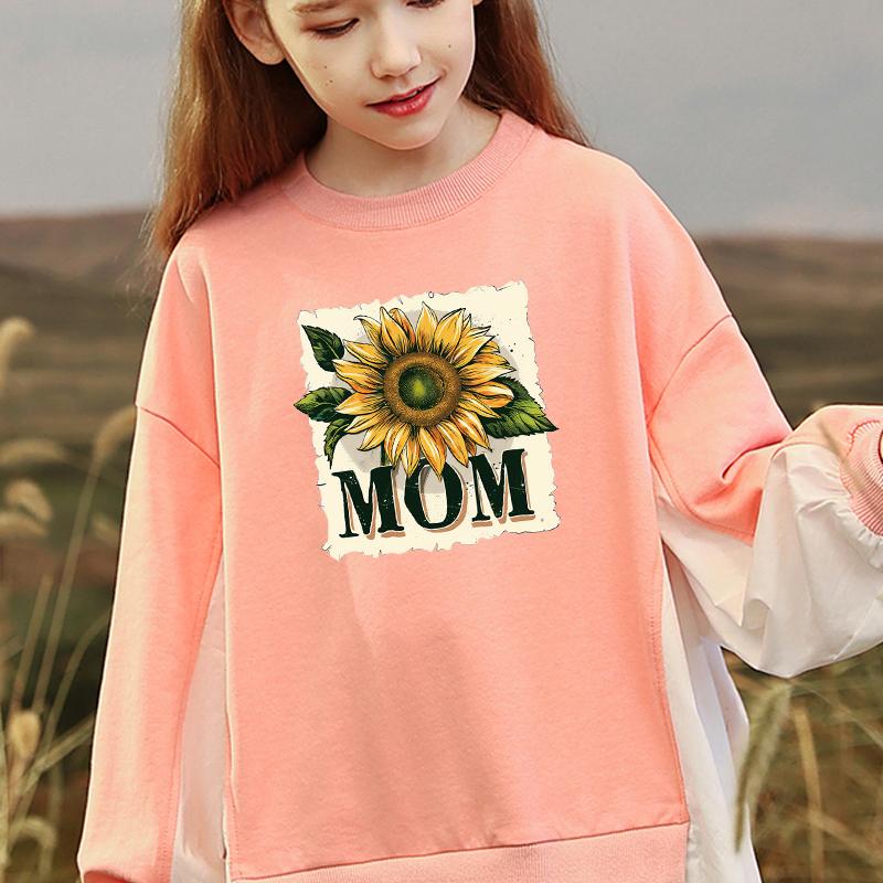 Heat Transfer Decals Mom Sunflower Clothes Stickers Hoodies Diy Heat Press Appliqued Thermal Patches Clothing Easy Print
