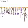 925 Silver Needle Elegant Purple Earrings Exquisite Small Hoop Earrings for Women Fashion Puncture Jewelry Accessories