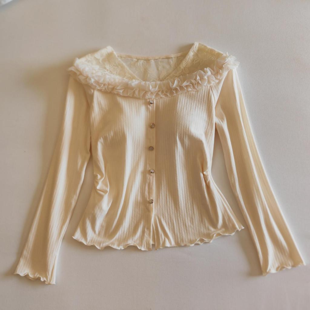 Women's French-Inspired Long-Sleeve Modal Cotton Homewear with Chest Pads