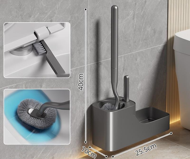 Wall-mounted Toilet Brush Home Set No Drilling Required Bathroom Toilet Brush Long Handle Cleaning Brush Gap-finding Tool