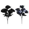 Artificial Rose Flower Arrangement with Fabric Leaves for Halloween Party Table Centerpiece Room Vase Display Photo Scene Placement
