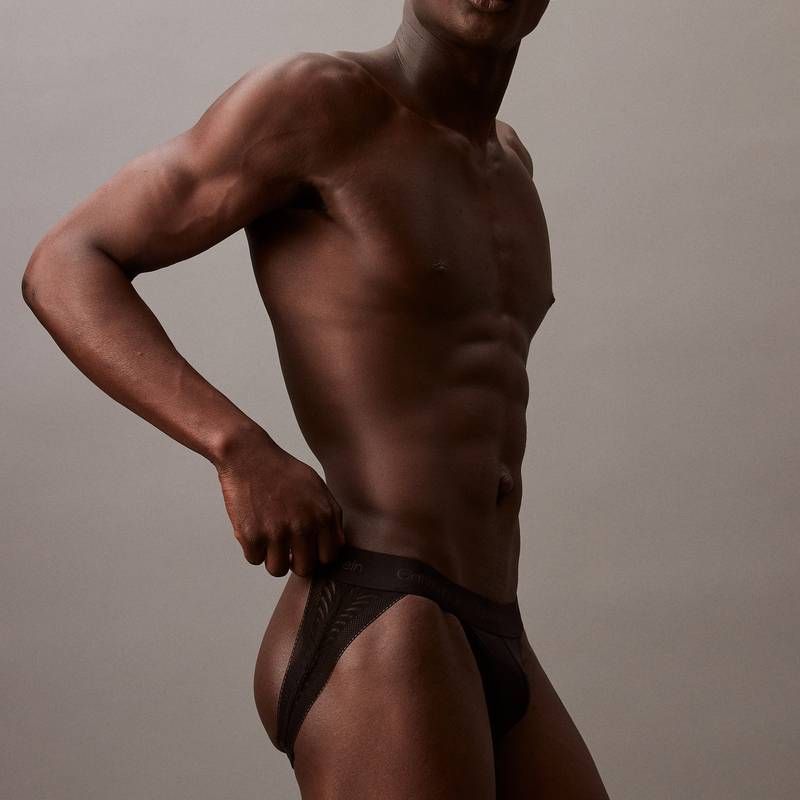 Calvin Klein Modern Sexy Black Lace Sheer Hollow Thong Underwear Men Underwear NB3855