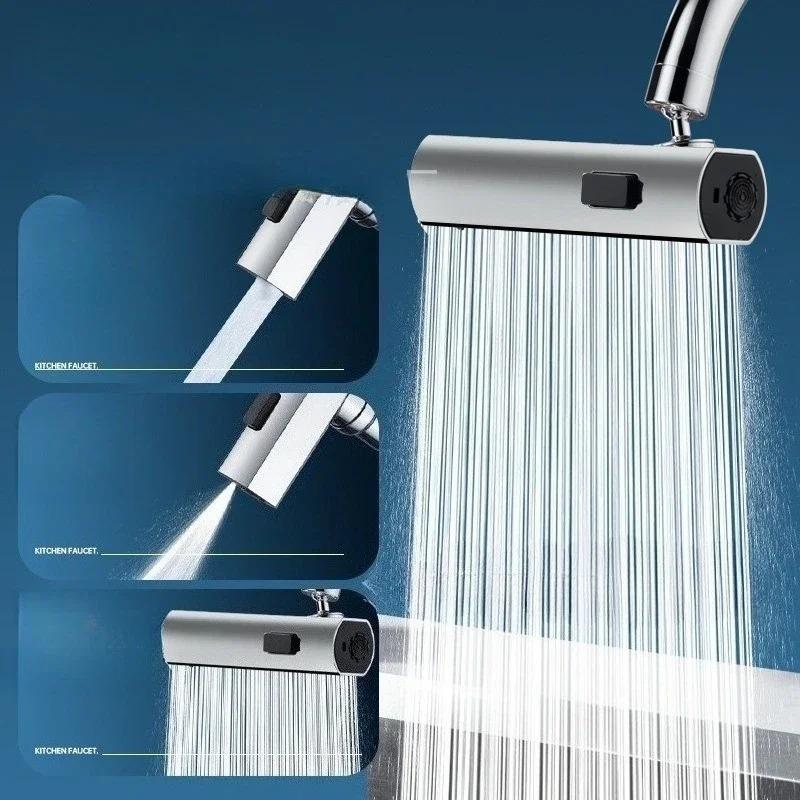 New 3/4 Gear Tap Extender Rainfall Sink Mixer Waterfall Kitchen Faucet Universal Swivel Spout Sprayer Bathroom Basin Water