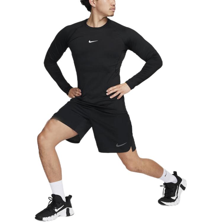 Nike Solid Color Crew Neck Long Sleeve Pullover T-Shirt Men Tops Black FB7983-010