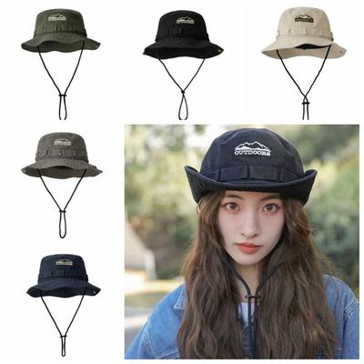 Solid Color Hiking Fisherman Hat Big Brim Sun Protection Bucket Cap Western Cowboy Hat  Fishing
